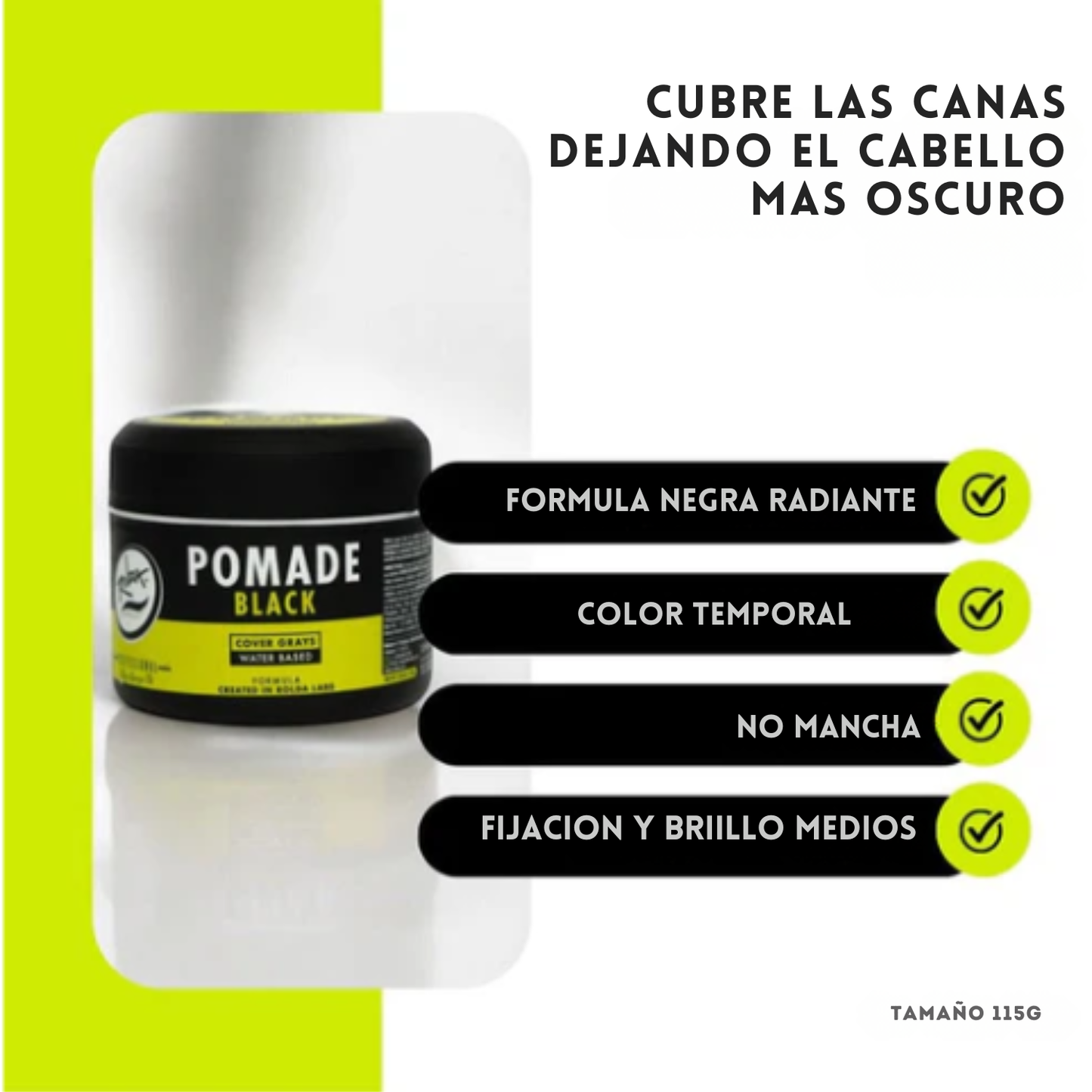 Pomada Negra Para Cabello Rolda Fijación Y Brillo Medio 115g
