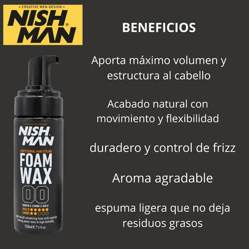 Foam wax nish man volumen y rizos fuertes 150ml