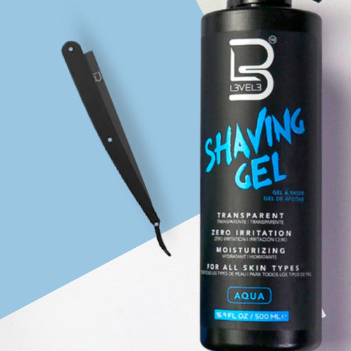 Shaving Gel Afeitar Aqua Level 3 + Porta Navaja Negro Level3