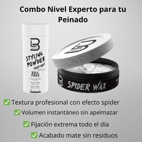 Polvo texturizador blanco + cera spider wax level3