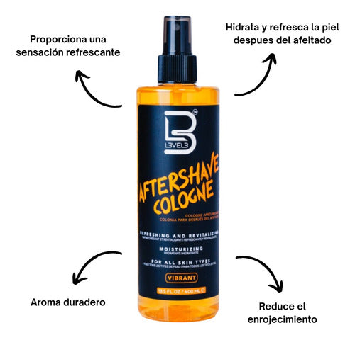 Aftershave colonia level 3 vibrant naranja afeitado 400ml