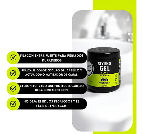 Gelatina rolda gel fijador para cabello black cubre canas 500g
