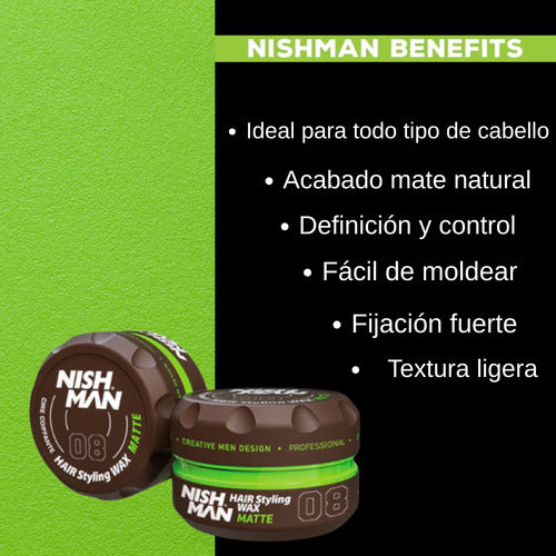 Nishman Cera Hair Styling Wax 100 Ml, Matte 08.