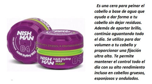 Cera nishman hair wax 04 rugby fijacion de cabello 150 Ml