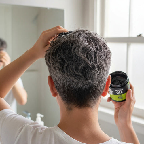 Gelatina rolda gel fijador para cabello black cubre canas 500g