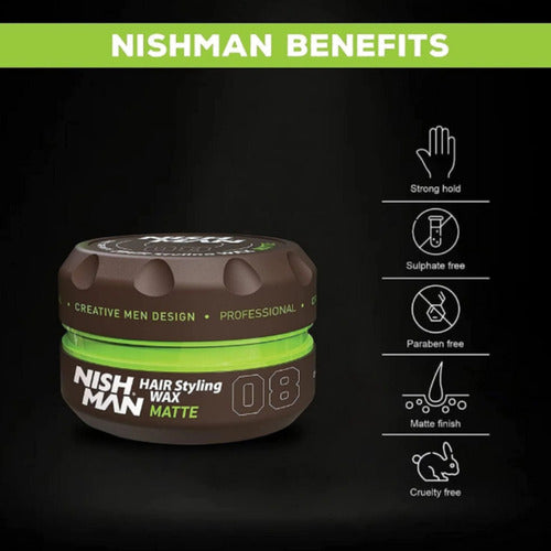 Nishman Cera Hair Styling Wax 100 Ml, Matte 08.