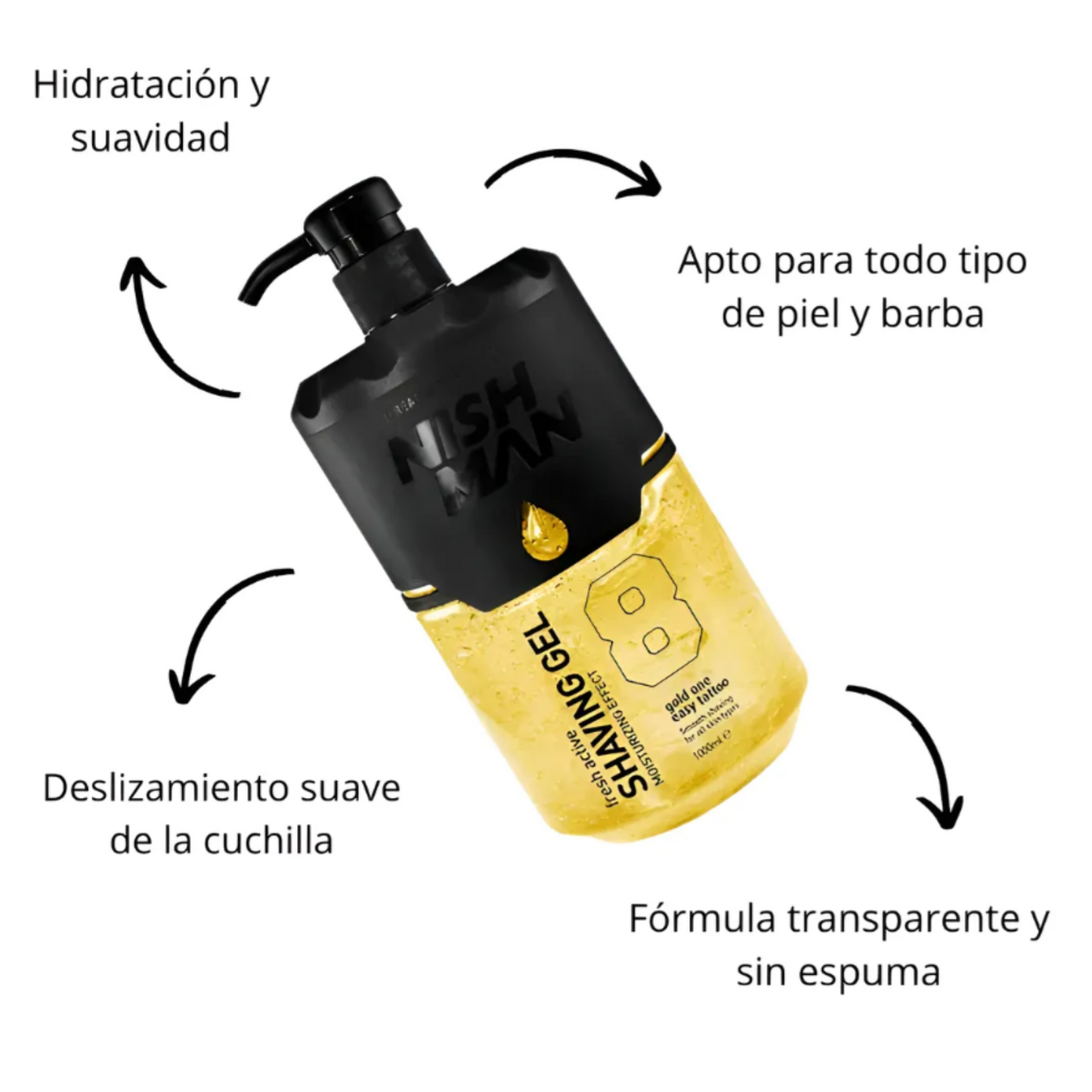 Shaving Gel Nishman Easy Tattoo 8 Gold Gel De Afeitar 1000ml