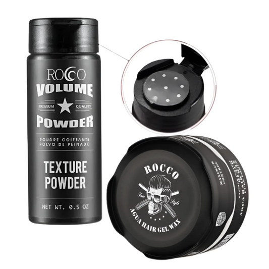 Cera Rocco Aqua Hair Wax Black + Polvo Rocco Texturizante