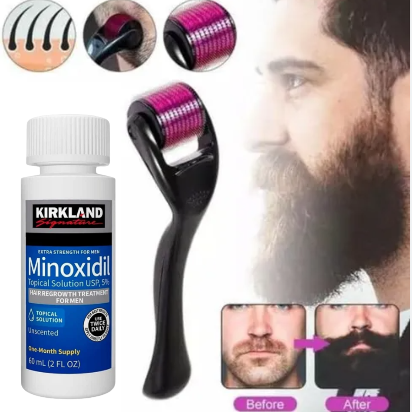 Dermadoller + Minoxidil 60ml + Gotero
