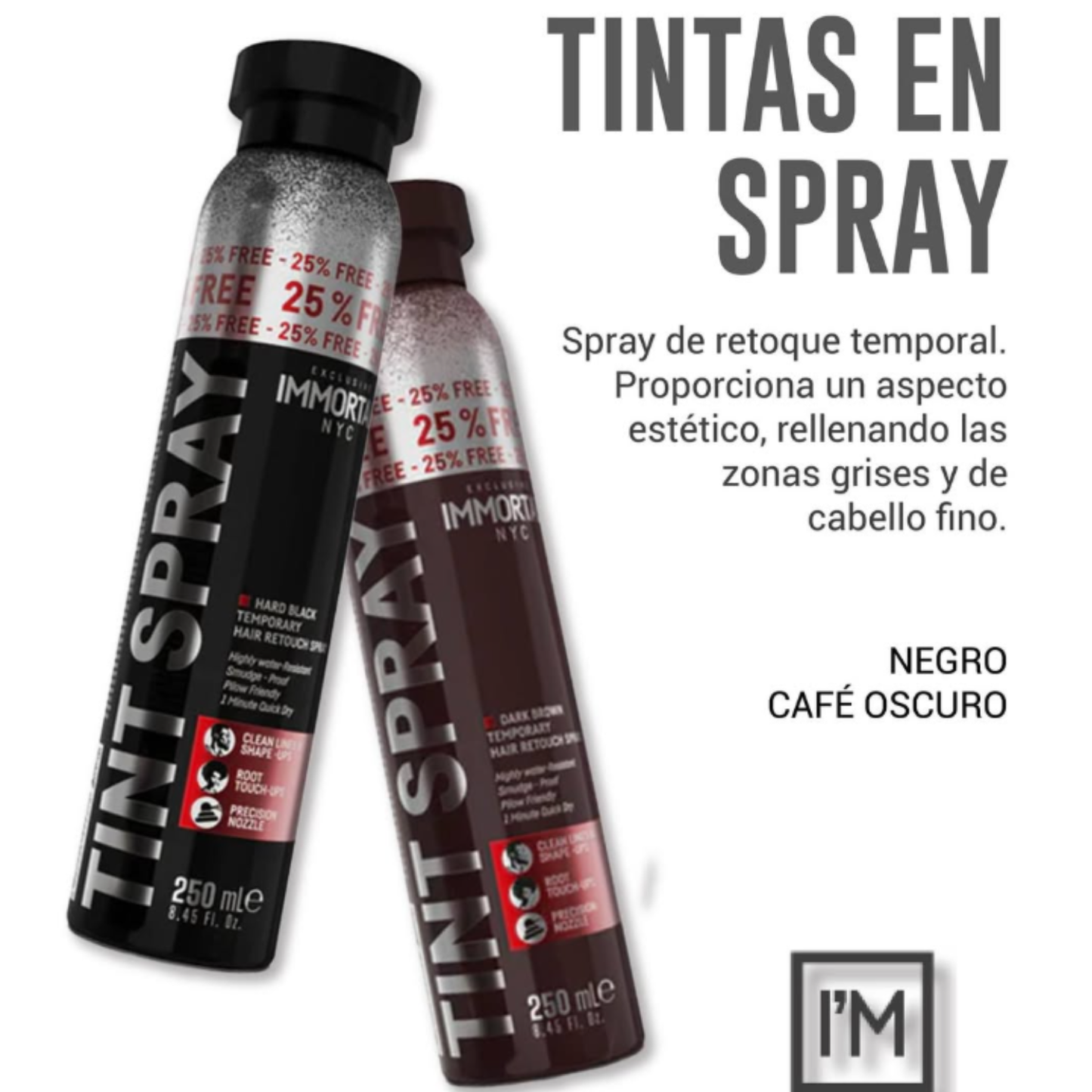 Immortal Tinte En Spray Cabello Hombre Marron Oscuro 250ml