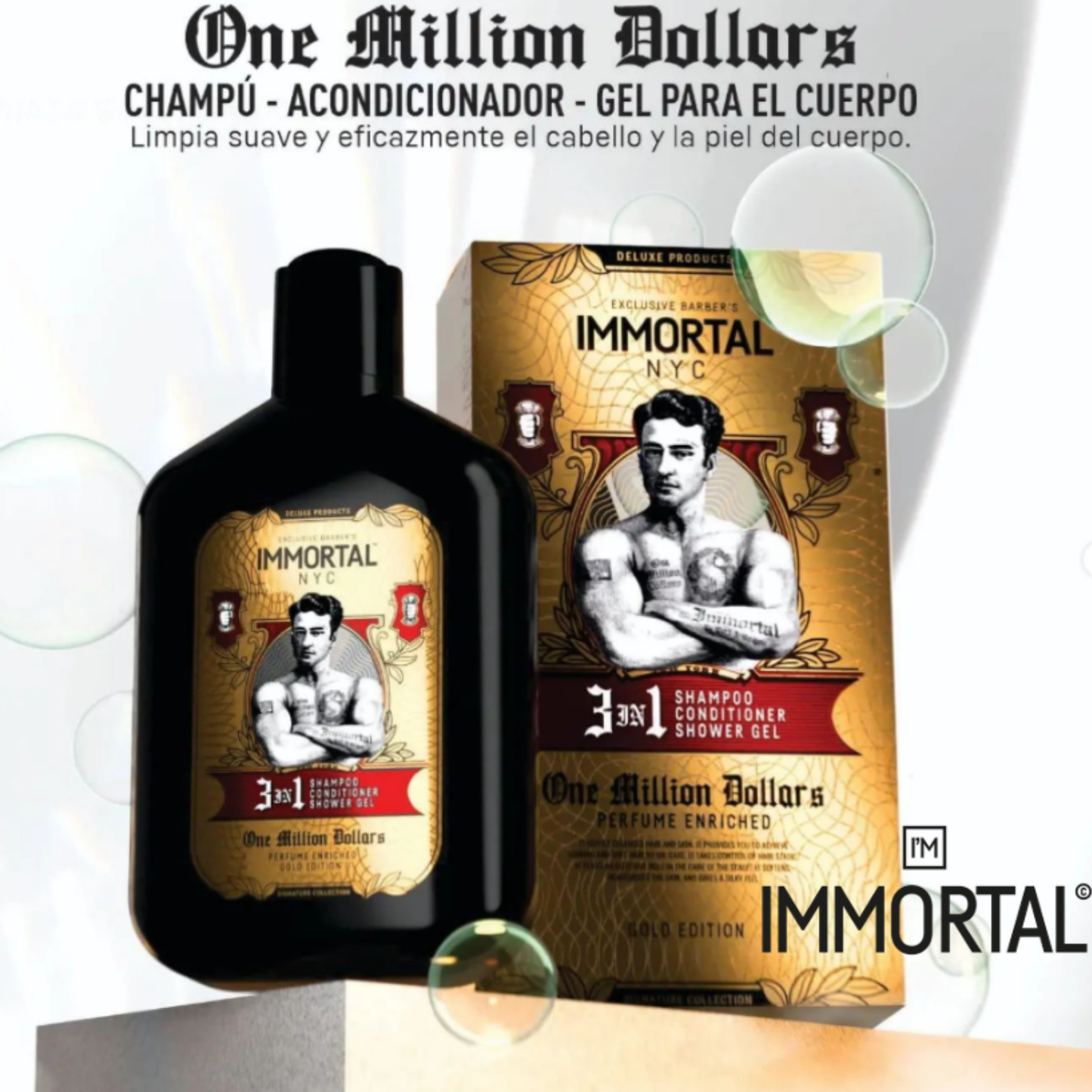 Shampo/acondicionador Immortal 3en1 One Million Dollars 500m