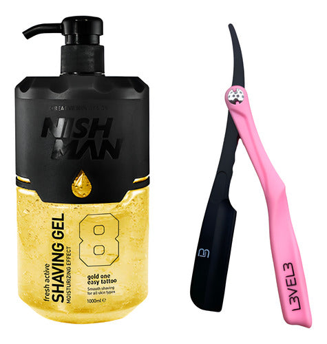 Gel de afeitar nishman 8 + porta navaja milly rosa level 3