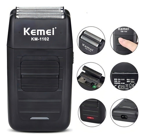 Máquina Afeitadora Kemei Km-1102 Negra