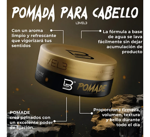 Cera pomada para peinar el cabello level 3 dorada 150Ml