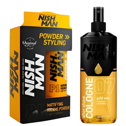 Polvo texturizador nishman P1 + colonia after shave 07 Gold