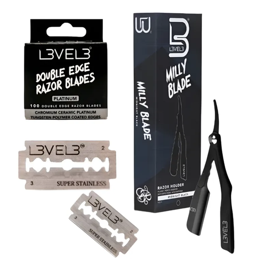 Porta Navaja Milly Level3 Negro + Hojillas De Afeitar Level3
