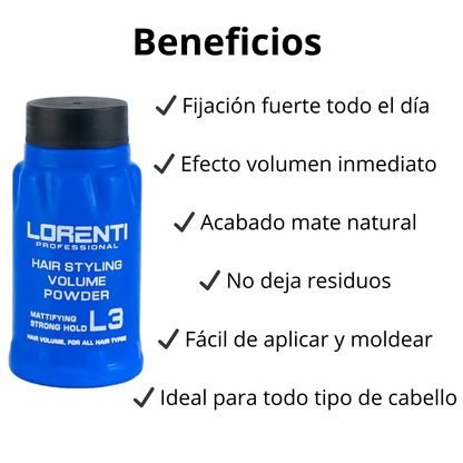 Polvo Texturizador Lorenti L3 Cabello Hombre Volumen 30gr